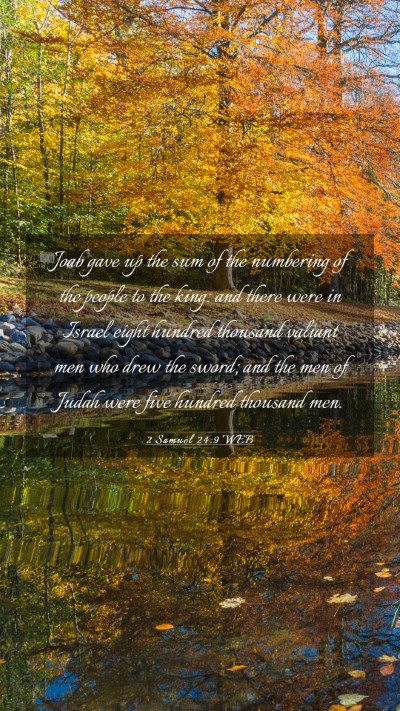 Picture 03 - 2 Samuel 24:9 WEB Mobile Phone Wallpaper - Joab gave up the sum of the numbering of the - Mobile Bible Verse Wallpaper