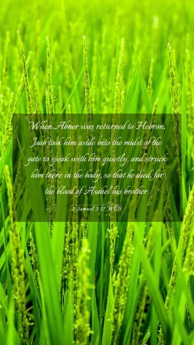 Picture 03 - 2 Samuel 3:27 WEB Mobile Phone Wallpaper - When Abner was returned to Hebron, Joab took him - Mobile Bible Verse Wallpaper