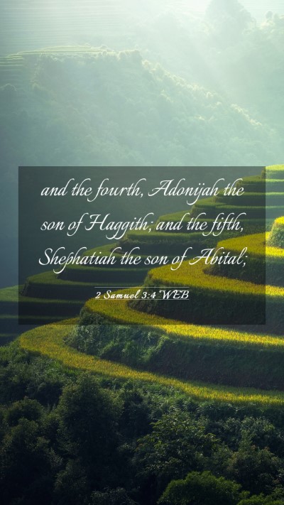 Picture 03 - 2 Samuel 3:4 WEB Mobile Phone Wallpaper - and the fourth, Adonijah the son of Haggith; and - Mobile Bible Verse Wallpaper