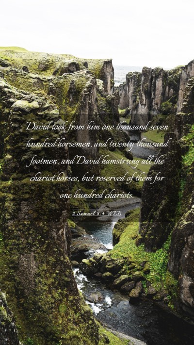 Picture 03 - 2 Samuel 8:4 WEB Mobile Phone Wallpaper - David took from him one thousand seven hundred - Mobile Bible Verse Wallpaper