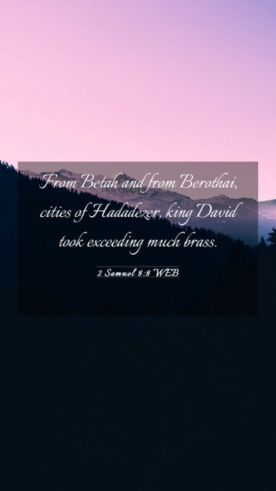 Picture 03 - 2 Samuel 8:8 WEB Mobile Phone Wallpaper - From Betah and from Berothai, cities of - Mobile Bible Verse Wallpaper