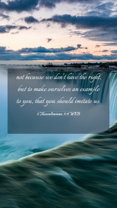 Picture 03 - 2 Thessalonians 3:9 WEB Mobile Phone Wallpaper - not because we don't have the right, but to make - Mobile Bible Verse Wallpaper