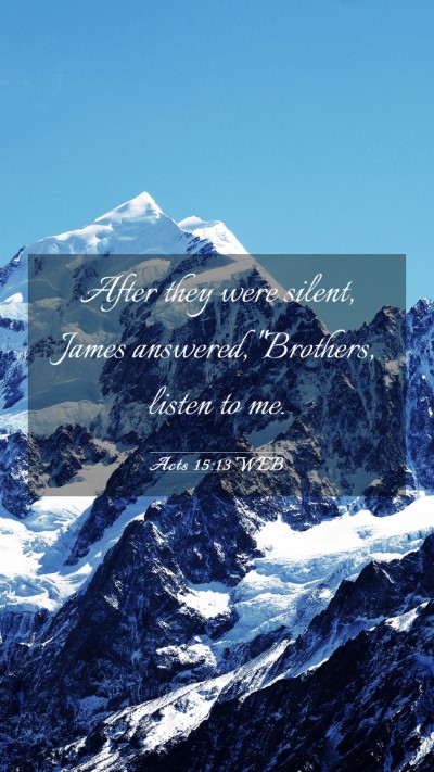 Picture 03 - Acts 15:13 WEB Mobile Phone Wallpaper - After they were silent, James answered, - Mobile Bible Verse Wallpaper
