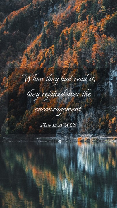 Picture 03 - Acts 15:31 WEB Mobile Phone Wallpaper - When they had read it, they rejoiced over the - Mobile Bible Verse Wallpaper