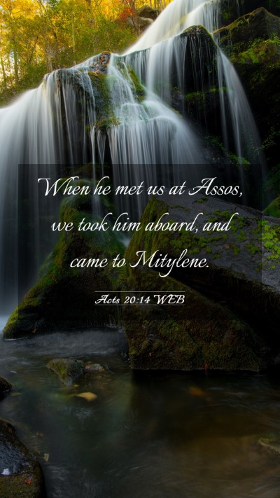 Picture 03 - Acts 20:14 WEB Mobile Phone Wallpaper - When he met us at Assos, we took him aboard, and - Mobile Bible Verse Wallpaper