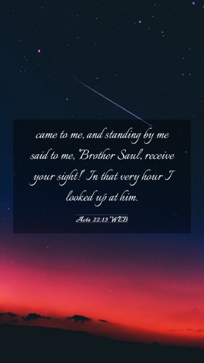 Picture 03 - Acts 22:13 WEB Mobile Phone Wallpaper - came to me, and standing by me said to me, - Mobile Bible Verse Wallpaper