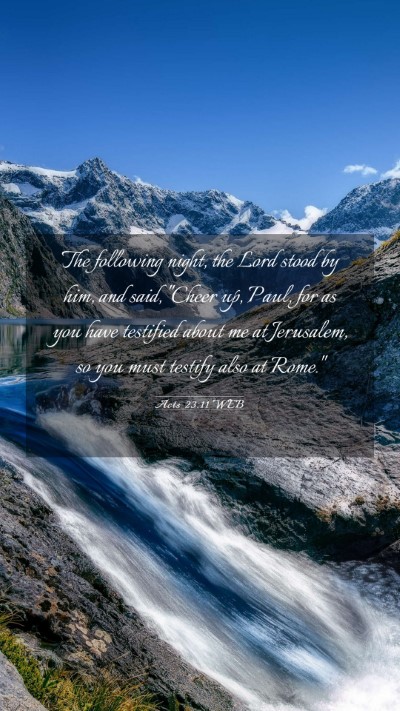 Picture 03 - Acts 23:11 WEB Mobile Phone Wallpaper - The following night, the Lord stood by him, and - Mobile Bible Verse Wallpaper