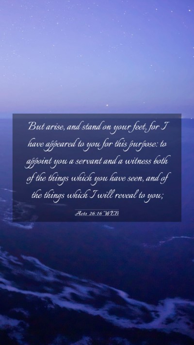 Picture 03 - Acts 26:16 WEB Mobile Phone Wallpaper - But arise, and stand on your feet, for I have - Mobile Bible Verse Wallpaper