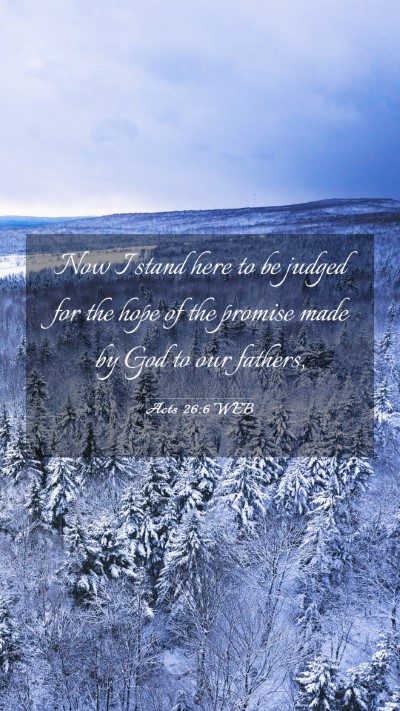 Picture 03 - Acts 26:6 WEB Mobile Phone Wallpaper - Now I stand here to be judged for the hope of the - Mobile Bible Verse Wallpaper