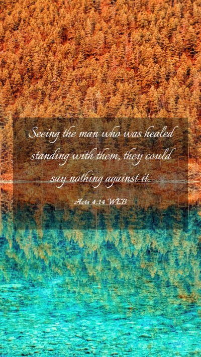 Picture 03 - Acts 4:14 WEB Mobile Phone Wallpaper - Seeing the man who was healed standing with them, - Mobile Bible Verse Wallpaper