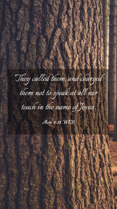 Picture 03 - Acts 4:18 WEB Mobile Phone Wallpaper - They called them, and charged them not to speak - Mobile Bible Verse Wallpaper