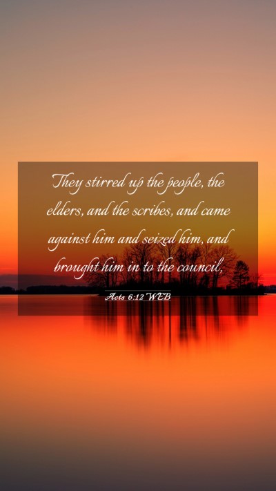 Picture 03 - Acts 6:12 WEB Mobile Phone Wallpaper - They stirred up the people, the elders, and the - Mobile Bible Verse Wallpaper