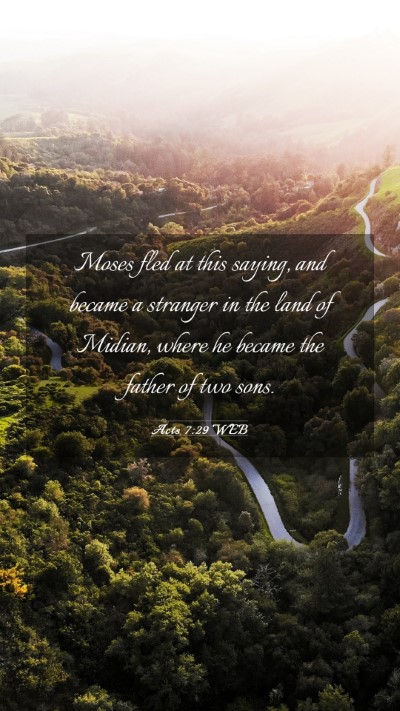 Picture 03 - Acts 7:29 WEB Mobile Phone Wallpaper - Moses fled at this saying, and became a stranger - Mobile Bible Verse Wallpaper