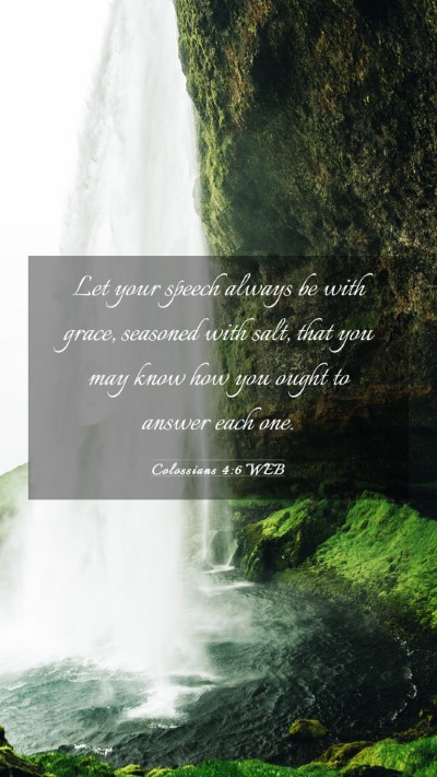 Picture 03 - Colossians 4:6 WEB Mobile Phone Wallpaper - Let your speech always be with grace, seasoned - Mobile Bible Verse Wallpaper