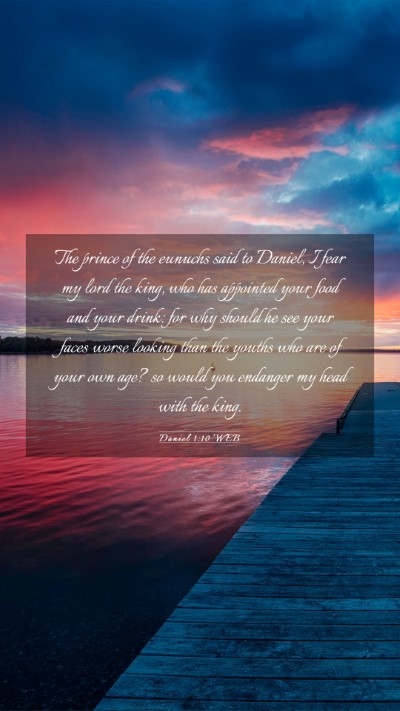 Picture 03 - Daniel 1:10 WEB Mobile Phone Wallpaper - The prince of the eunuchs said to Daniel, I fear - Mobile Bible Verse Wallpaper