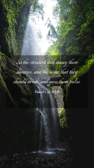 Picture 03 - Daniel 1:16 WEB Mobile Phone Wallpaper - So the steward took away their dainties, and the - Mobile Bible Verse Wallpaper