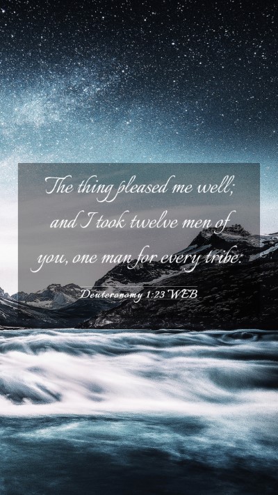 Picture 03 - Deuteronomy 1:23 WEB Mobile Phone Wallpaper - The thing pleased me well; and I took twelve men - Mobile Bible Verse Wallpaper
