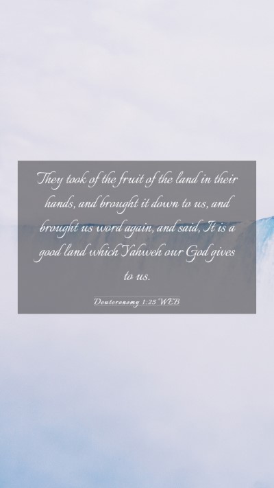 Picture 03 - Deuteronomy 1:25 WEB Mobile Phone Wallpaper - They took of the fruit of the land in their - Mobile Bible Verse Wallpaper