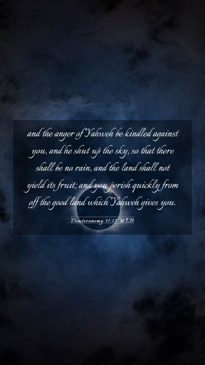 Picture 03 - Deuteronomy 11:17 WEB Mobile Phone Wallpaper - and the anger of Yahweh be kindled against you, - Mobile Bible Verse Wallpaper
