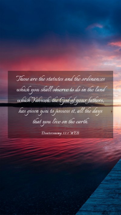 Picture 03 - Deuteronomy 12:1 WEB Mobile Phone Wallpaper - These are the statutes and the ordinances which - Mobile Bible Verse Wallpaper