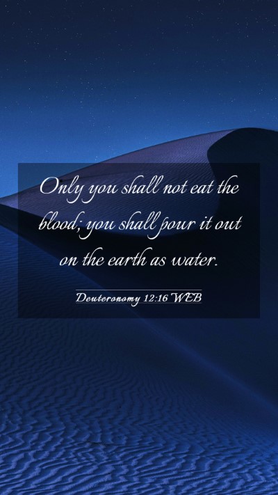Picture 03 - Deuteronomy 12:16 WEB Mobile Phone Wallpaper - Only you shall not eat the blood; you shall pour - Mobile Bible Verse Wallpaper