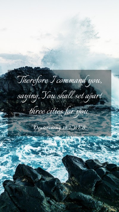 Picture 03 - Deuteronomy 19:7 WEB Mobile Phone Wallpaper - Therefore I command you, saying, You shall set - Mobile Bible Verse Wallpaper