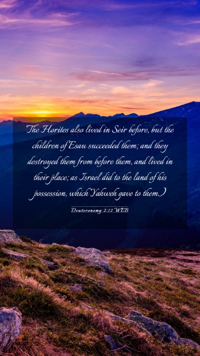Picture 03 - Deuteronomy 2:12 WEB Mobile Phone Wallpaper - The Horites also lived in Seir before, but the - Mobile Bible Verse Wallpaper