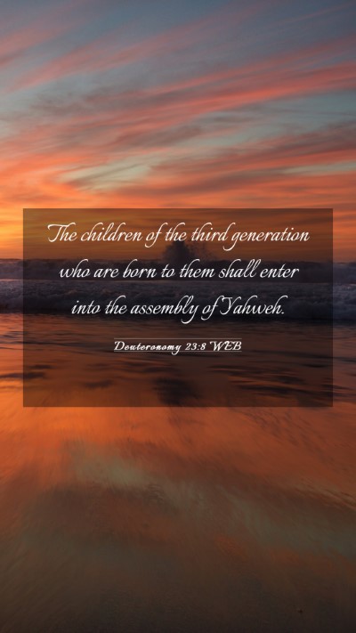 Picture 03 - Deuteronomy 23:8 WEB Mobile Phone Wallpaper - The children of the third generation who are born - Mobile Bible Verse Wallpaper