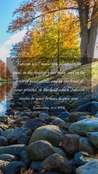 Picture 03 - Deuteronomy 28:11 WEB Mobile Phone Wallpaper - Yahweh will make you plenteous for good, in the - Mobile Bible Verse Wallpaper