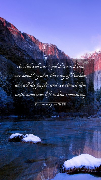 Picture 03 - Deuteronomy 3:3 WEB Mobile Phone Wallpaper - So Yahweh our God delivered into our hand Og - Mobile Bible Verse Wallpaper