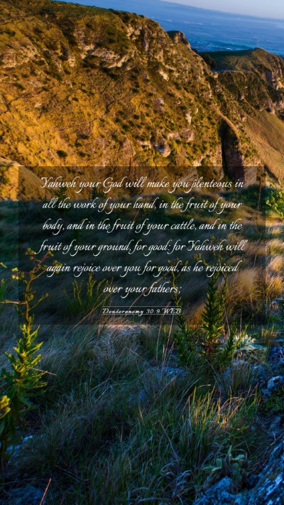 Picture 03 - Deuteronomy 30:9 WEB Mobile Phone Wallpaper - Yahweh your God will make you plenteous in all - Mobile Bible Verse Wallpaper