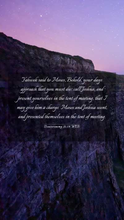 Picture 03 - Deuteronomy 31:14 WEB Mobile Phone Wallpaper - Yahweh said to Moses, Behold, your days approach - Mobile Bible Verse Wallpaper
