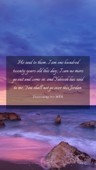 Picture 03 - Deuteronomy 31:2 WEB Mobile Phone Wallpaper - He said to them, I am one hundred twenty years - Mobile Bible Verse Wallpaper