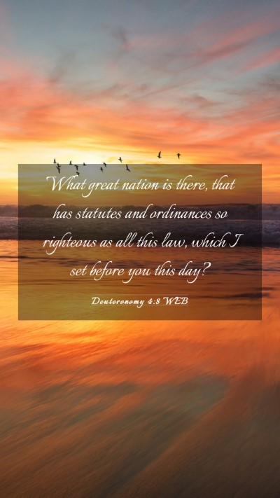 Picture 03 - Deuteronomy 4:8 WEB Mobile Phone Wallpaper - What great nation is there, that has statutes and - Mobile Bible Verse Wallpaper