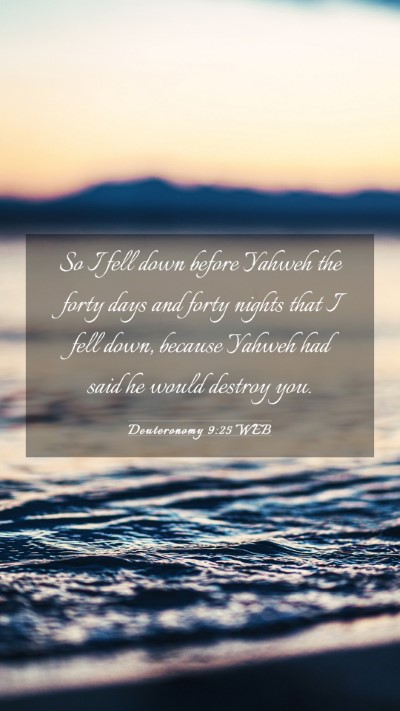 Picture 03 - Deuteronomy 9:25 WEB Mobile Phone Wallpaper - So I fell down before Yahweh the forty days and - Mobile Bible Verse Wallpaper