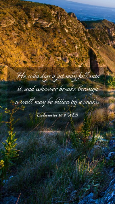 Picture 03 - Ecclesiastes 10:8 WEB Mobile Phone Wallpaper - He who digs a pit may fall into it; and whoever - Mobile Bible Verse Wallpaper