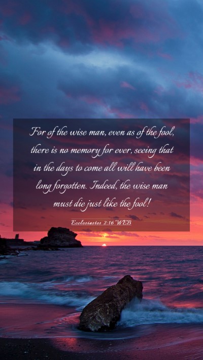 Picture 03 - Ecclesiastes 2:16 WEB Mobile Phone Wallpaper - For of the wise man, even as of the fool, there - Mobile Bible Verse Wallpaper