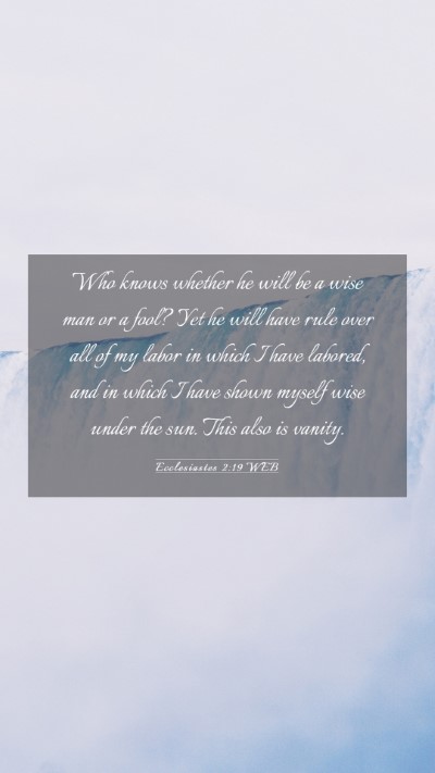 Picture 03 - Ecclesiastes 2:19 WEB Mobile Phone Wallpaper - Who knows whether he will be a wise man or a - Mobile Bible Verse Wallpaper