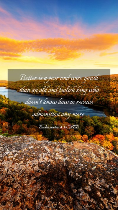 Picture 03 - Ecclesiastes 4:13 WEB Mobile Phone Wallpaper - Better is a poor and wise youth than an old and - Mobile Bible Verse Wallpaper