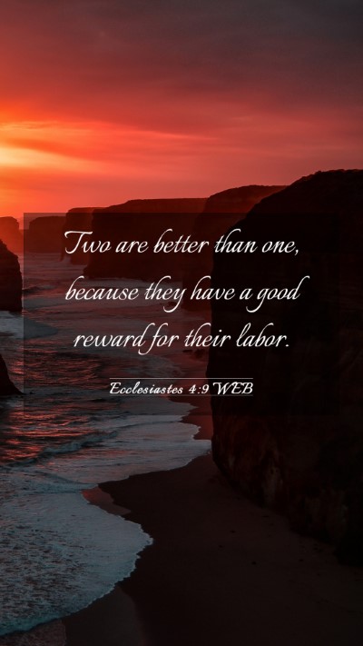 Picture 03 - Ecclesiastes 4:9 WEB Mobile Phone Wallpaper - Two are better than one, because they have a good - Mobile Bible Verse Wallpaper