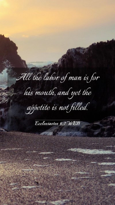 Picture 03 - Ecclesiastes 6:7 WEB Mobile Phone Wallpaper - All the labor of man is for his mouth, and yet - Mobile Bible Verse Wallpaper