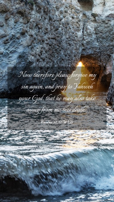 Picture 03 - Exodus 10:17 WEB Mobile Phone Wallpaper - Now therefore please forgive my sin again, and - Mobile Bible Verse Wallpaper
