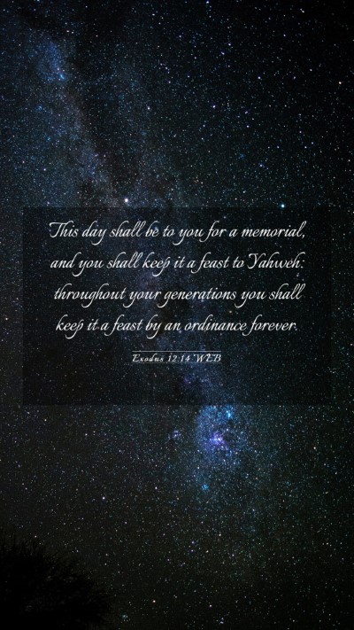 Picture 03 - Exodus 12:14 WEB Mobile Phone Wallpaper - This day shall be to you for a memorial, and you - Mobile Bible Verse Wallpaper