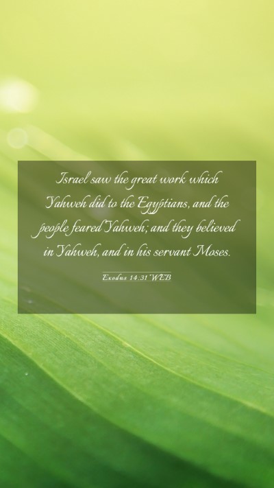 Picture 03 - Exodus 14:31 WEB Mobile Phone Wallpaper - Israel saw the great work which Yahweh did to the - Mobile Bible Verse Wallpaper