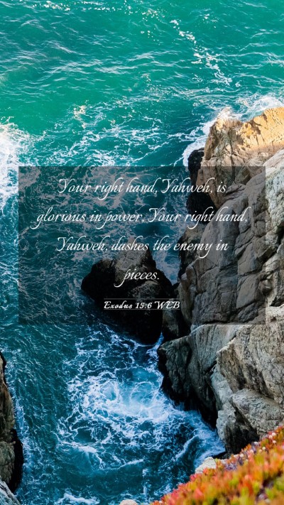 Picture 03 - Exodus 15:6 WEB Mobile Phone Wallpaper - Your right hand, Yahweh, is glorious in power, - Mobile Bible Verse Wallpaper