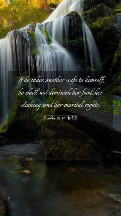 Picture 03 - Exodus 21:10 WEB Mobile Phone Wallpaper - If he takes another wife to himself, he shall not - Mobile Bible Verse Wallpaper