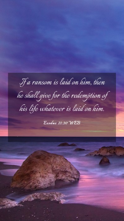 Picture 03 - Exodus 21:30 WEB Mobile Phone Wallpaper - If a ransom is laid on him, then he shall give - Mobile Bible Verse Wallpaper