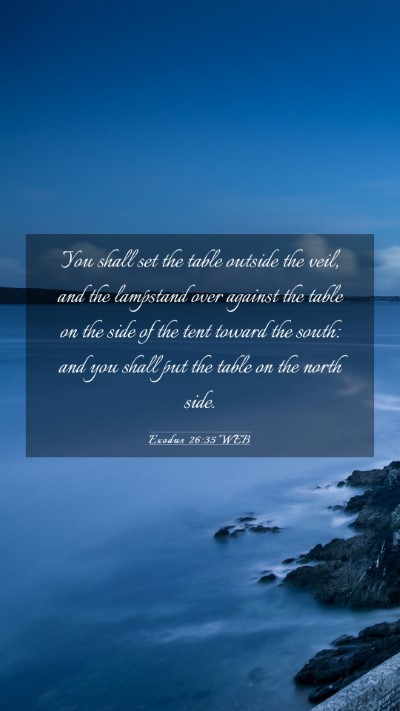 Picture 03 - Exodus 26:35 WEB Mobile Phone Wallpaper - You shall set the table outside the veil, and the - Mobile Bible Verse Wallpaper