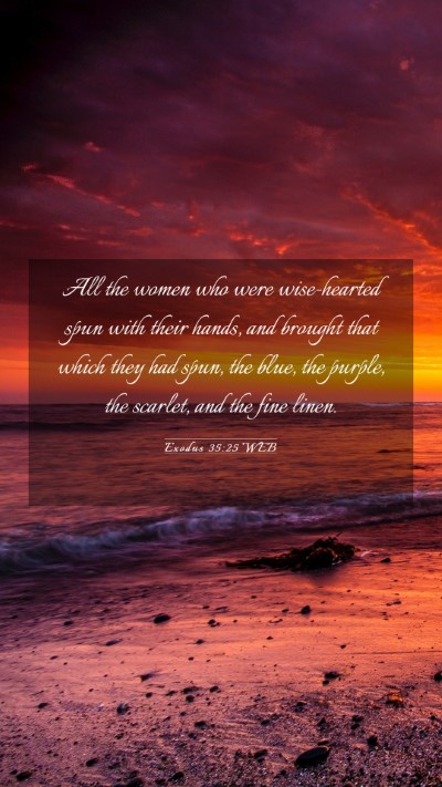 Picture 03 - Exodus 35:25 WEB Mobile Phone Wallpaper - All the women who were wise-hearted spun with - Mobile Bible Verse Wallpaper