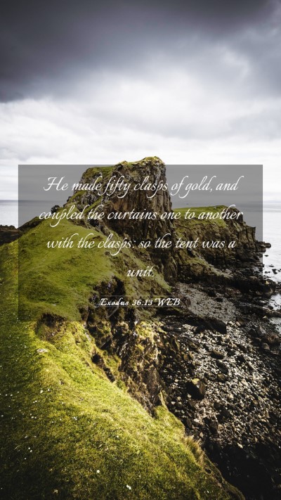 Picture 03 - Exodus 36:13 WEB Mobile Phone Wallpaper - He made fifty clasps of gold, and coupled the - Mobile Bible Verse Wallpaper